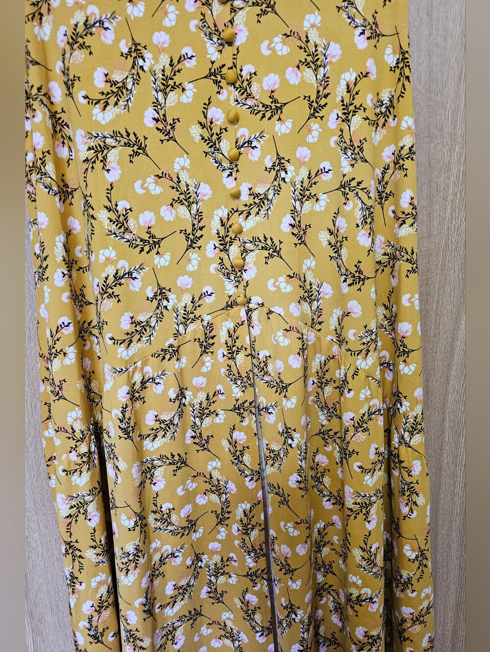 Doublju Mustard Yellow Ochre Floral Skirt Size Small - Picture 4 of 7